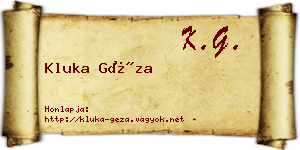 Kluka Géza névjegykártya